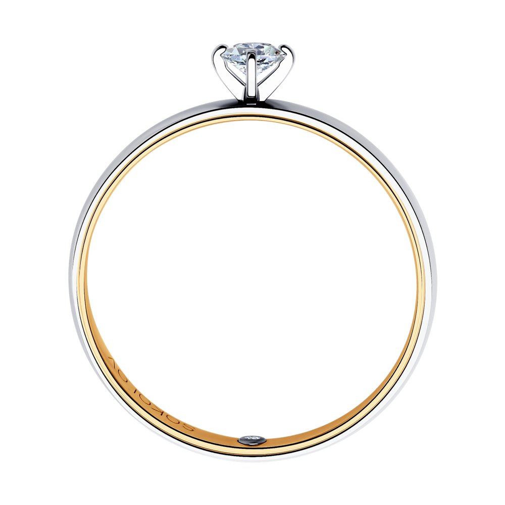 Inel din Aur Combinat 14K cu Diamante, articol 1014141-01, previzualizare foto 2