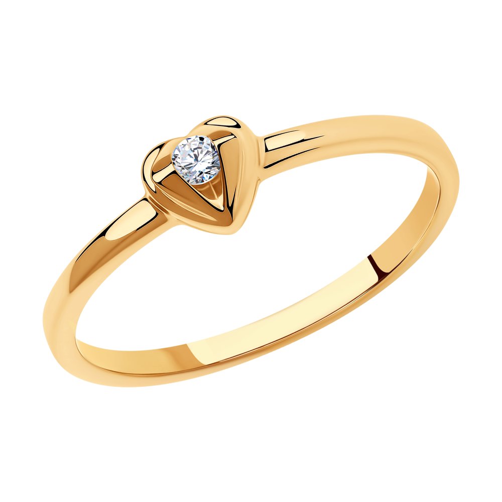 Inel din Aur Roz 14K cu Diamant, articol 1011988, previzualizare foto 1