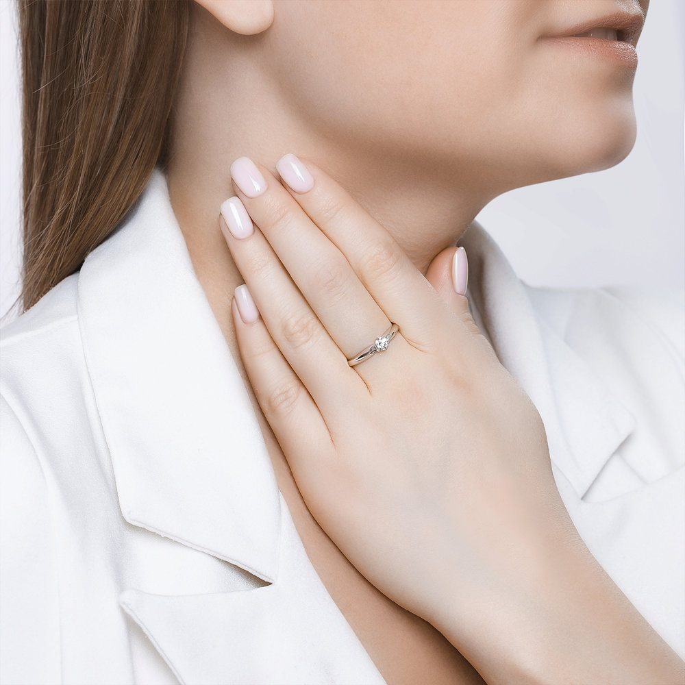 Inel de logodna din Aur Alb 14K cu Zirconiu Swarovski, articol 81010215, previzualizare foto 3