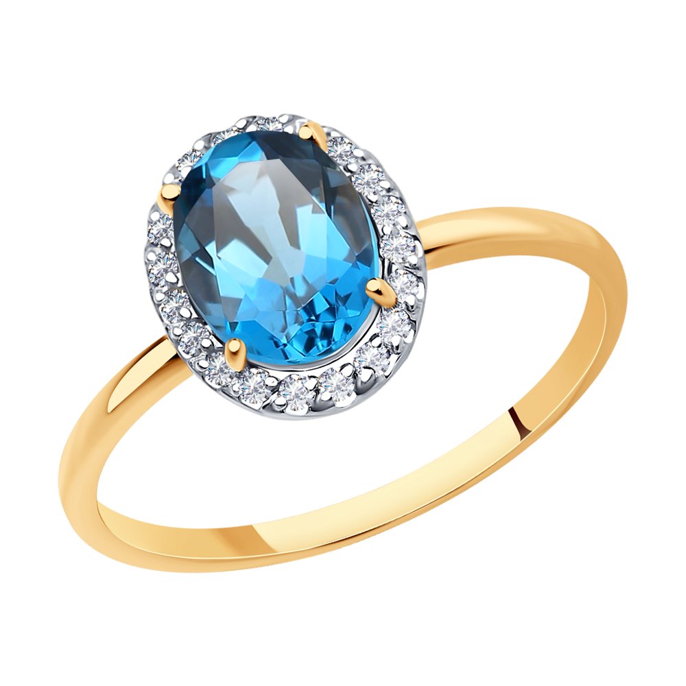 Inel din Aur Roz 14k cu Topaz si Zirconiu, articol 716613, previzualizare foto 1