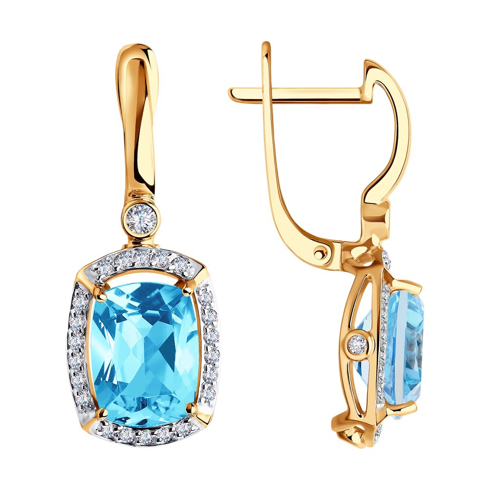 Cercei din Aur Roz 14K cu Topaz si Zirconiu, articol 725319, previzualizare foto 1