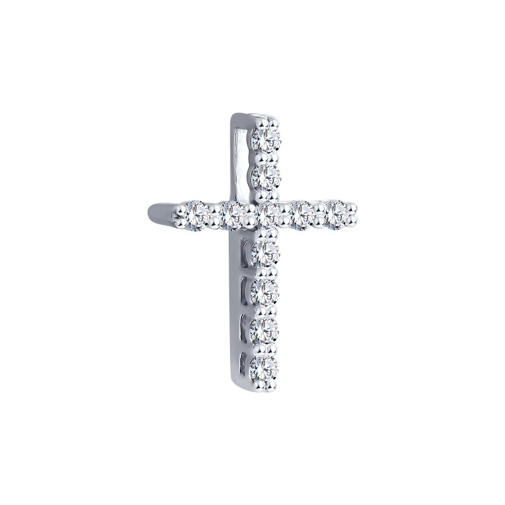 Pandantiv Cruce din Aur Alb 14K cu Diamante, articol 1030830-3, previzualizare foto 2