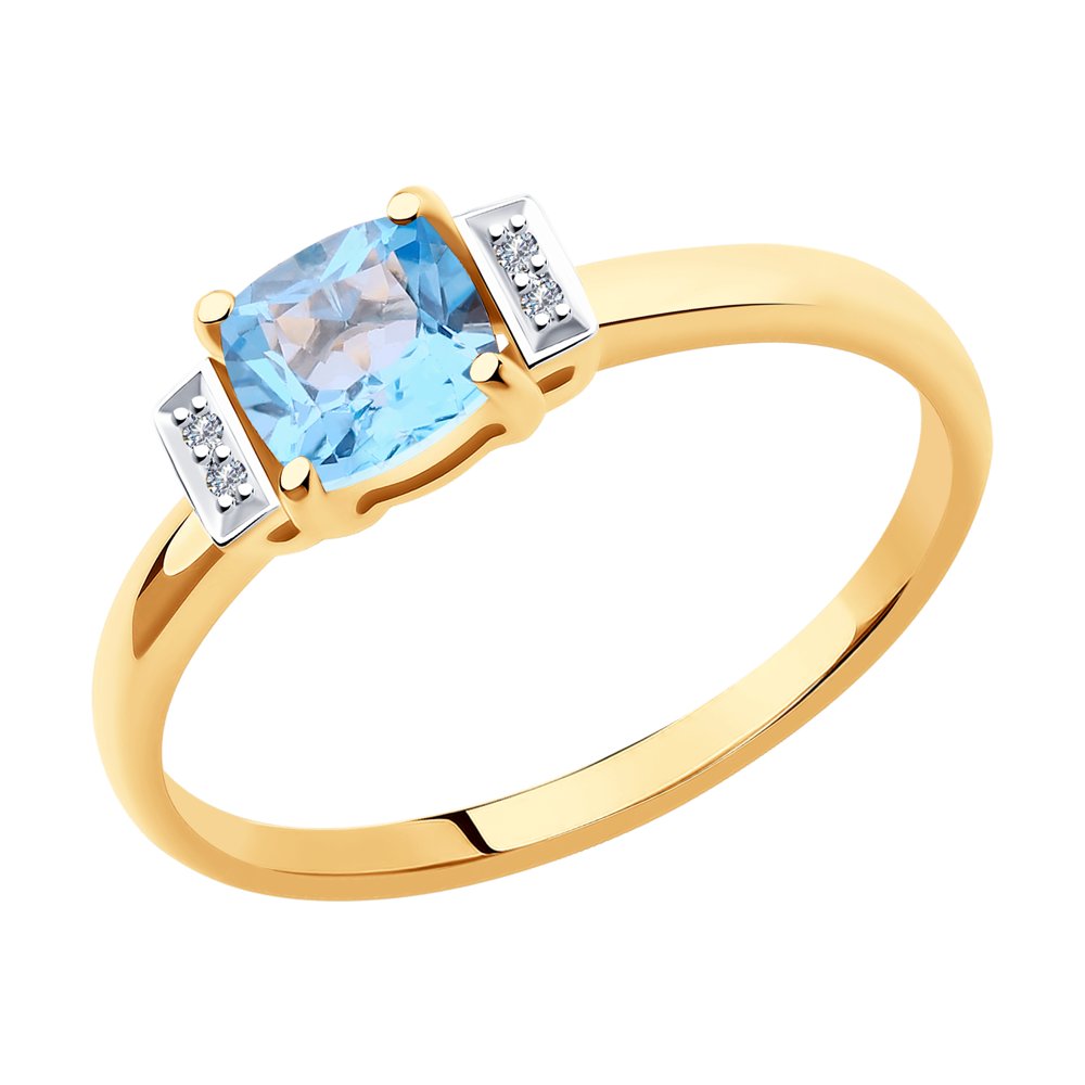 Inel din Aur Roz 14K cu Diamante si Topaz, articol 6014146, previzualizare foto 1