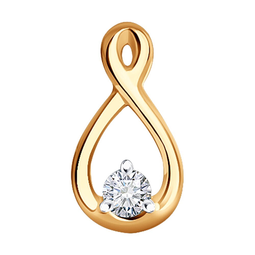 Pandantiv din Aur Roz 14K cu Diamant, articol 1030855, previzualizare foto 1
