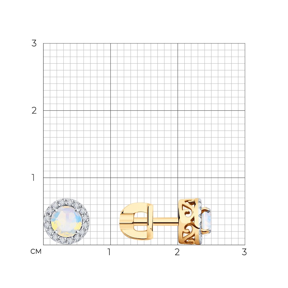 Cercei din Aur Roz 14K cu Opal si Diamante, articol 6024198, previzualizare foto 3
