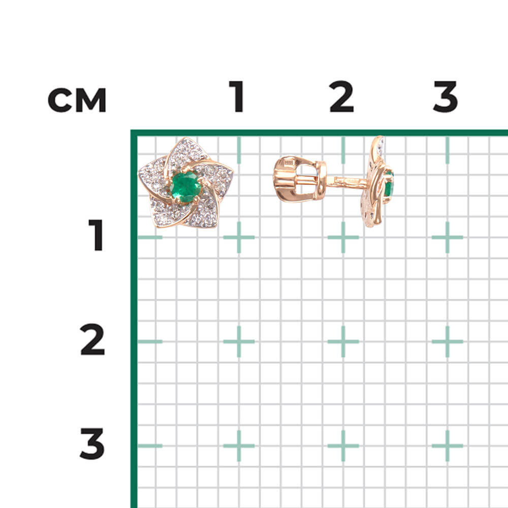 Cercei Aur Roz 14K cu Calcedon,Zirconiu, articol 02-3373-00-275-1110-47 №14 20, previzualizare foto 3