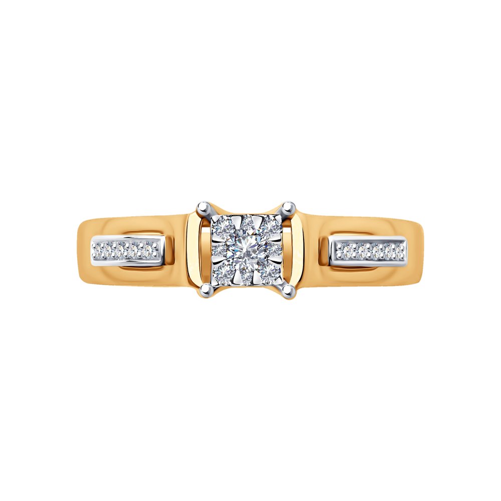 Inel din Aur Roz 14K cu Diamante, articol 1011869, previzualizare foto 3