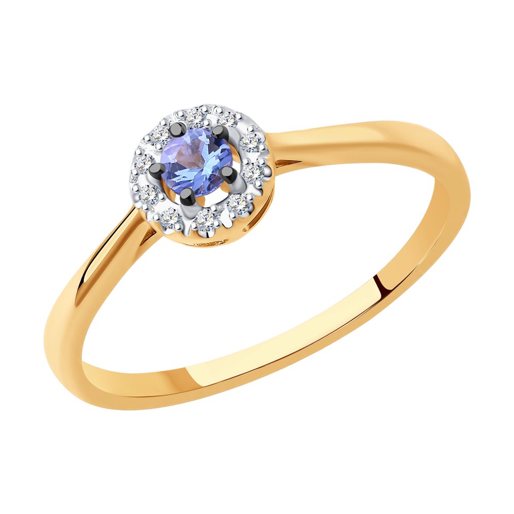Inel din Aur Roz 14K cu Tanzanit si Diamante, articol 6014170, previzualizare foto 1