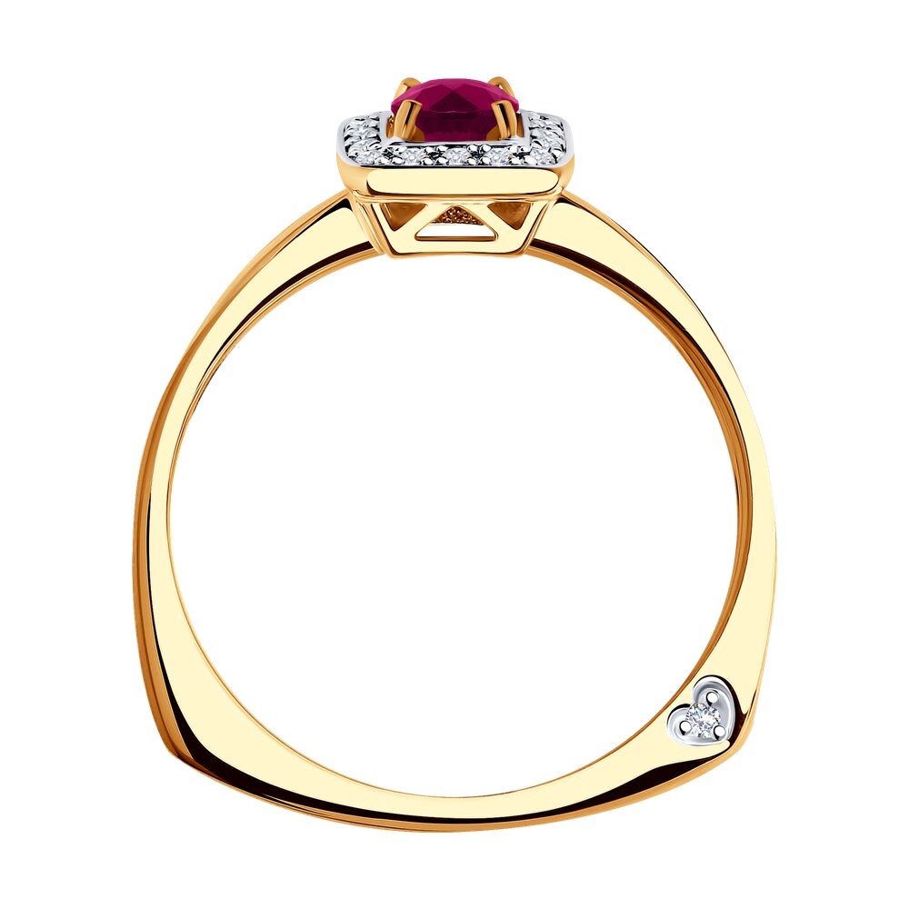 Inel din Aur Roz 14K cu Diamante si Rubin, articol 4010625, previzualizare foto 4