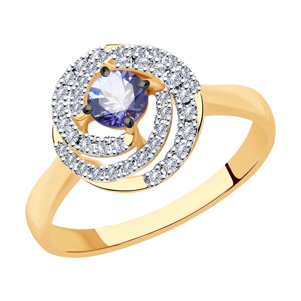 Inel din Aur Roz 14K cu Diamante si Tanzanit, articol 6014070, previzualizare foto 1