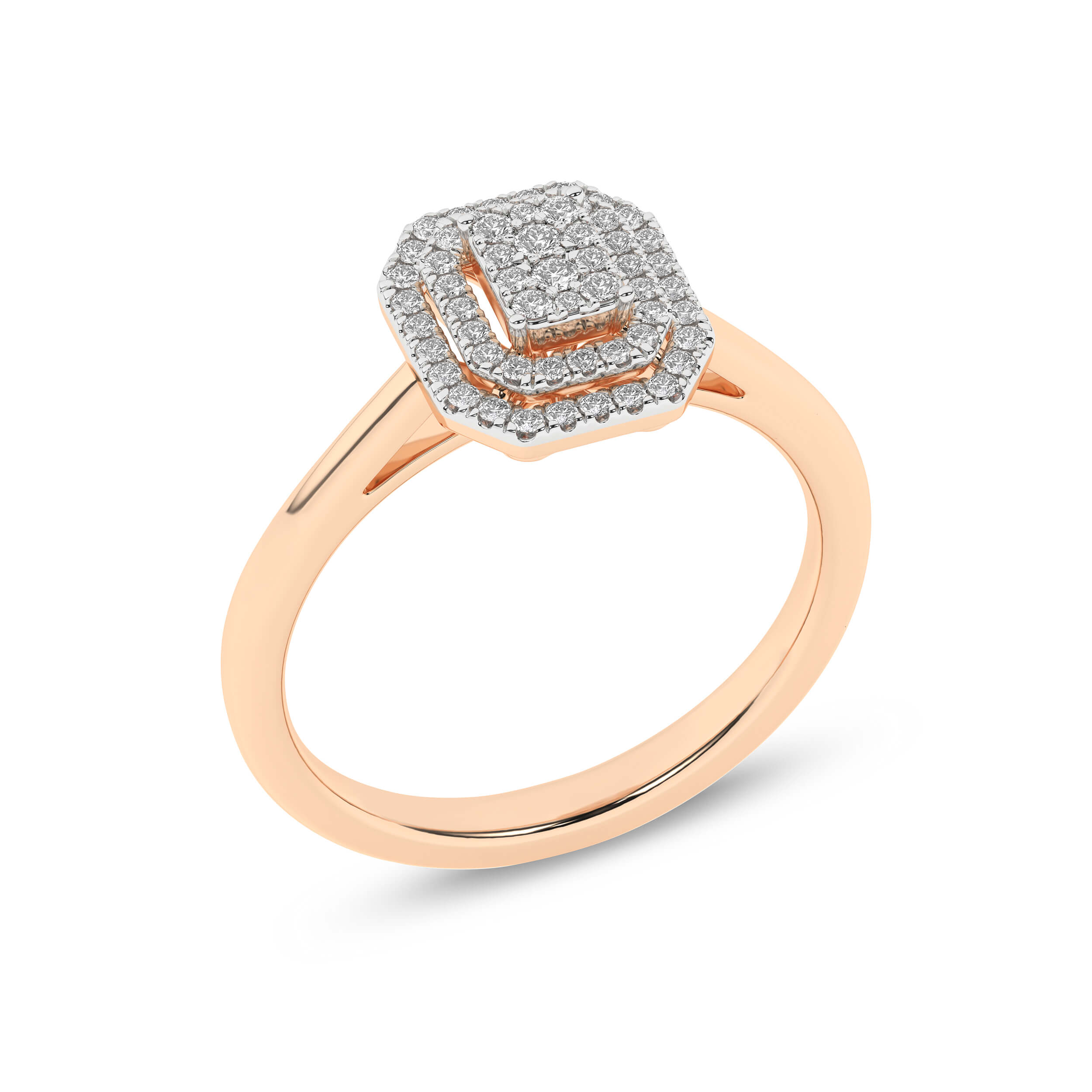 Inel din Aur Roz 18K cu Diamante 0.22Ct, articol RB21240EG, previzualizare foto 4