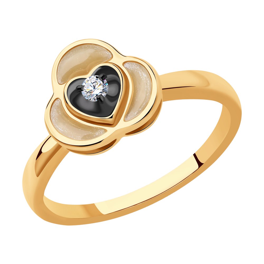 Inel din Aur Roz 14K cu Diamant, articol 1012164, previzualizare foto 1