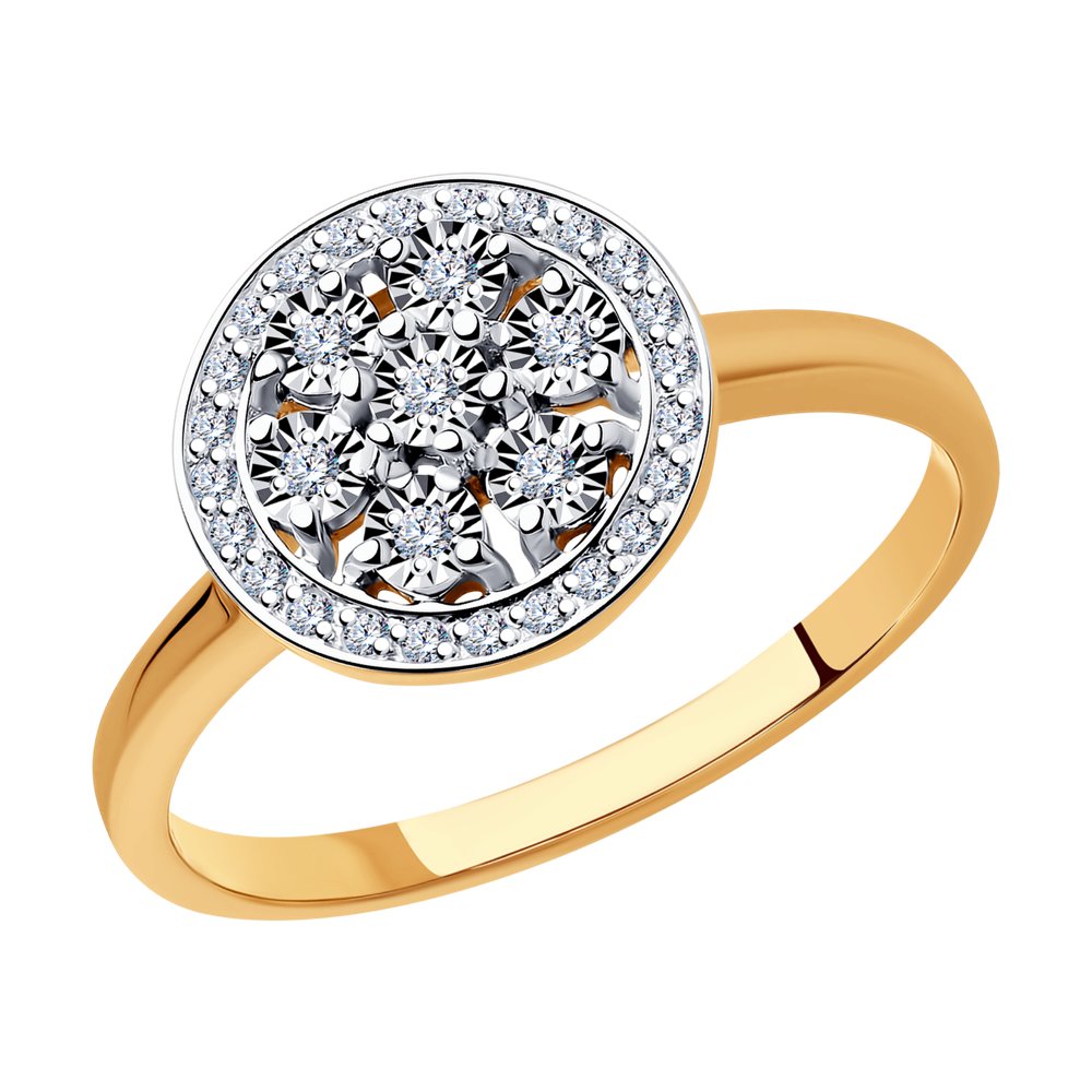 Inel din Aur Roz 14K cu Diamante, articol 1011939, previzualizare foto 1