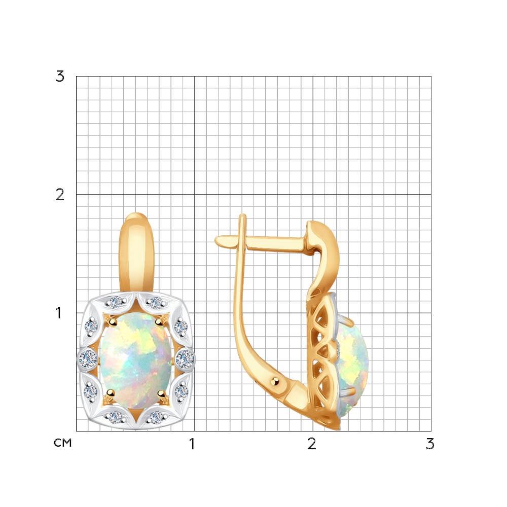 Cercei din Aur Roz 14k cu Diamante si Opal