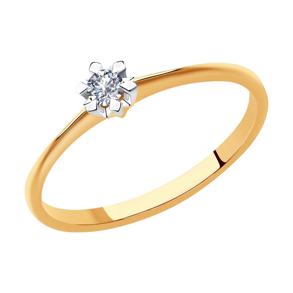Inel din Aur Roz 14K cu Diamant, articol 1012006, foto 1