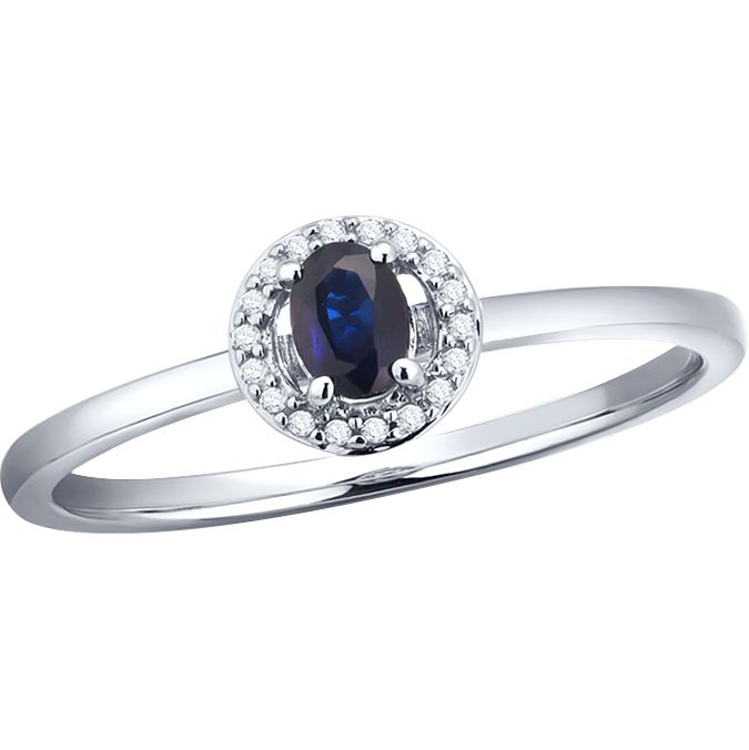 Inel din Aur Alb 14K cu Diamante si Safir, articol 2019012-7, previzualizare foto 1