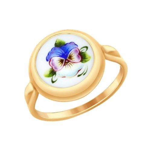 Inel din Aur Roz 14K cu Finift, articol 781017, previzualizare foto 1
