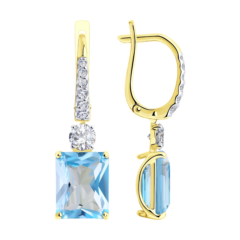 Cercei din Aur Galben 14K cu Topaz si Zirconiu, articol 726952-2, previzualizare foto 1