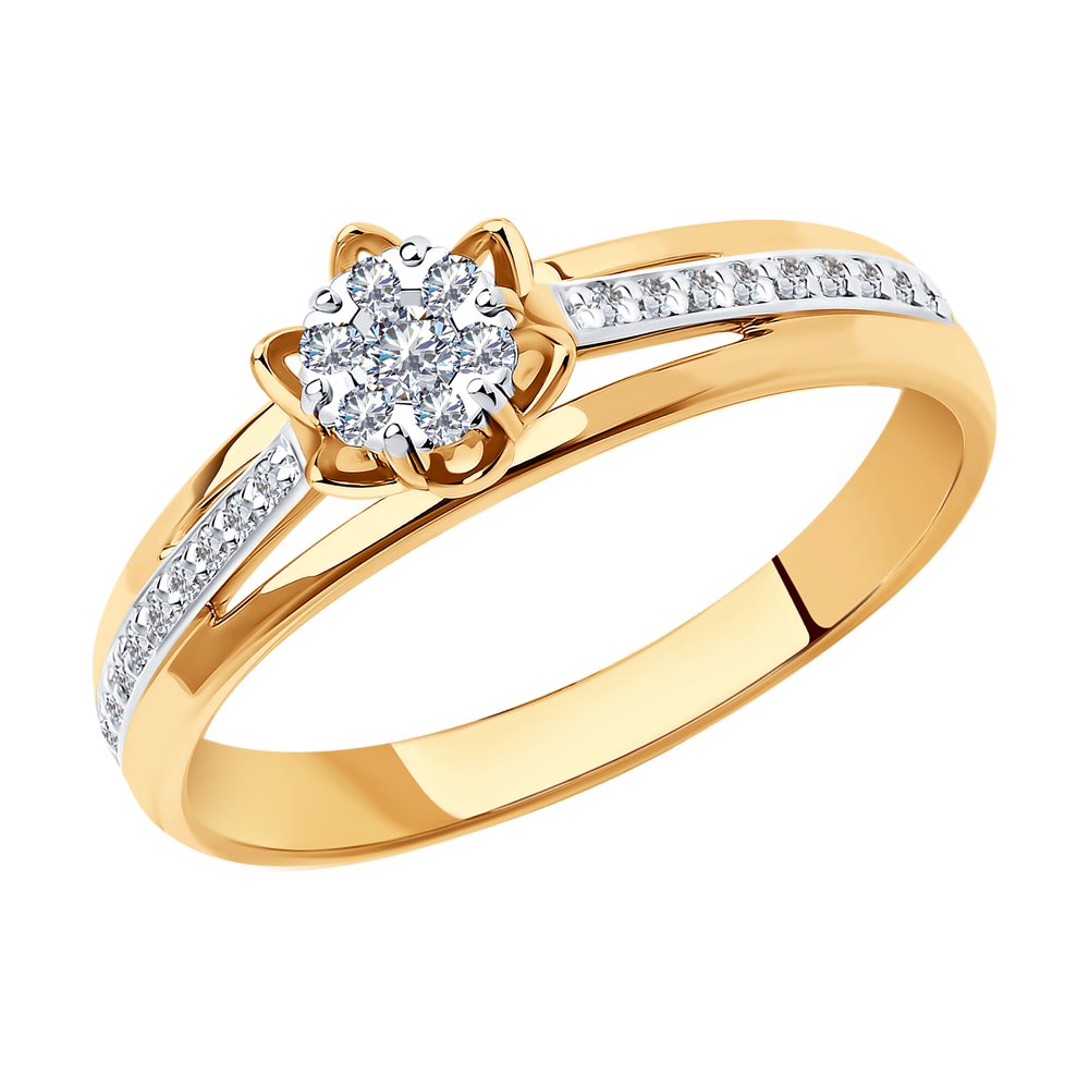 Inel din Aur Roz 14K cu Diamante, articol 1011280, previzualizare foto 1