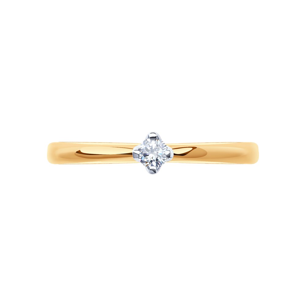 Inel din Aur Roz 14K cu Diamant, articol 1012153, previzualizare foto 3