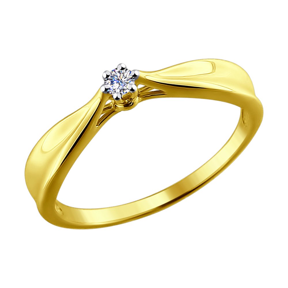 Inel din Aur Galben 14K cu Diamant, articol 1011439-2, previzualizare foto 1