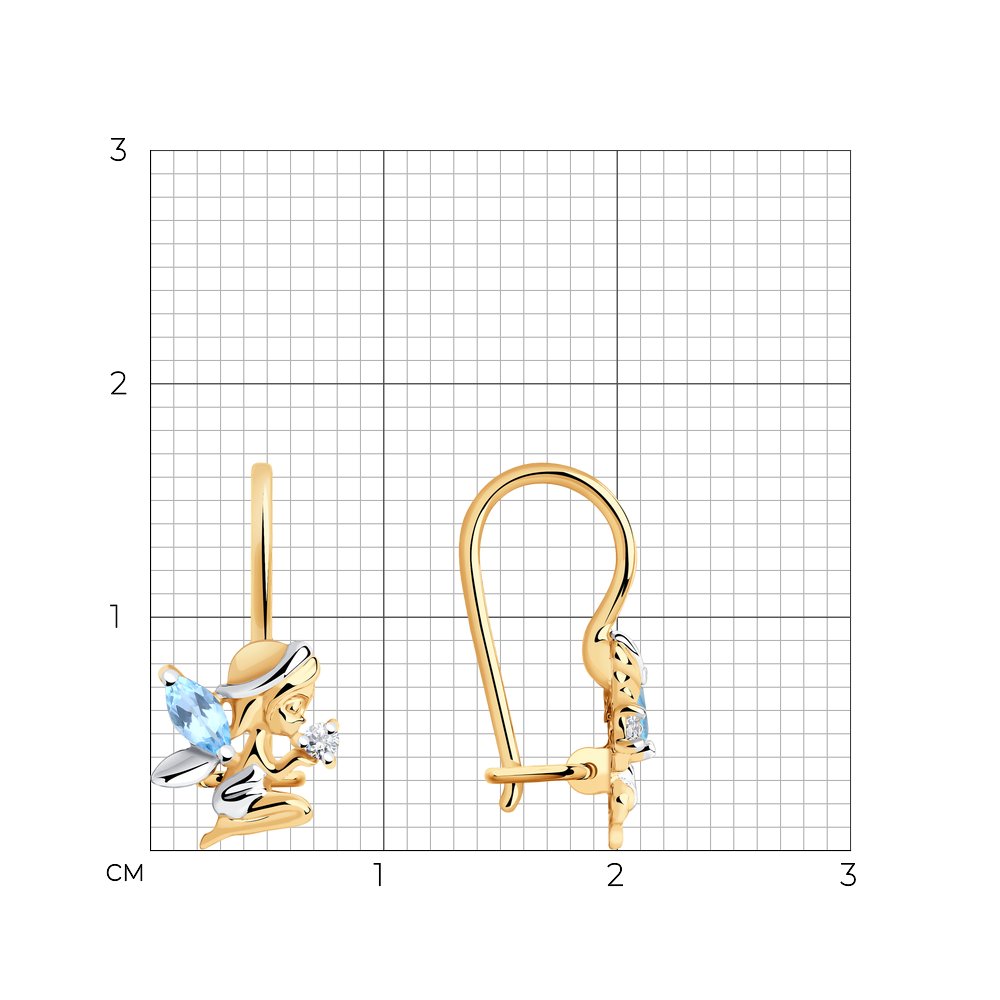 Cercei din Aur Roz 14K cu Topaz si Zirconiu , articol 727381, previzualizare foto 3
