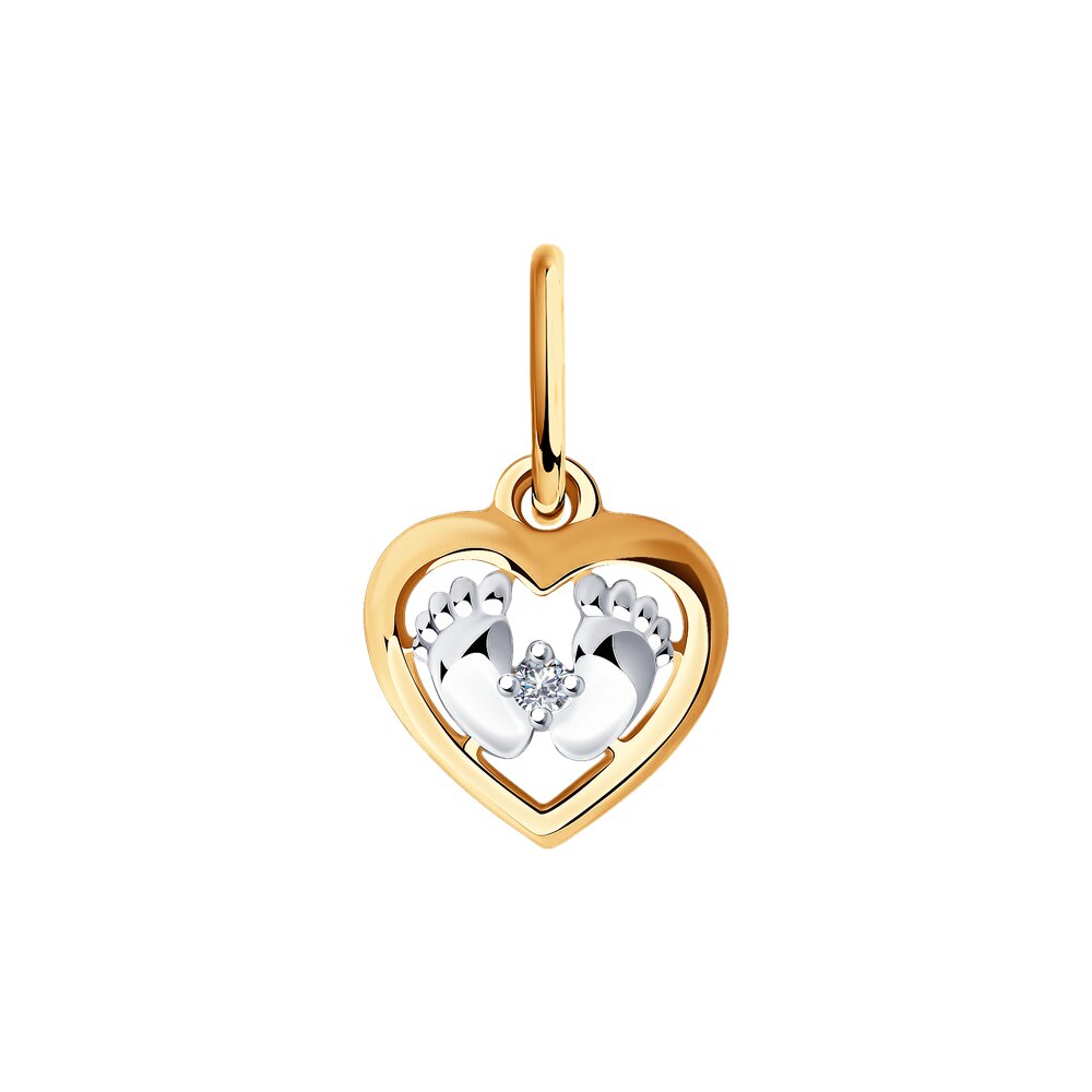 Pandantiv din Aur Roz 14K cu Diamant, articol 1030785, previzualizare foto 1