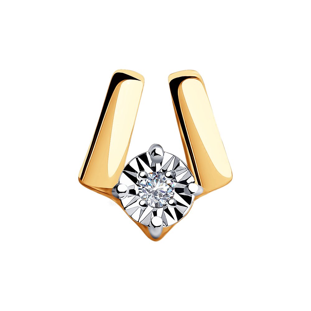 Pandantiv din Aur Roz 14K cu Diamant, articol 1030742, previzualizare foto 1