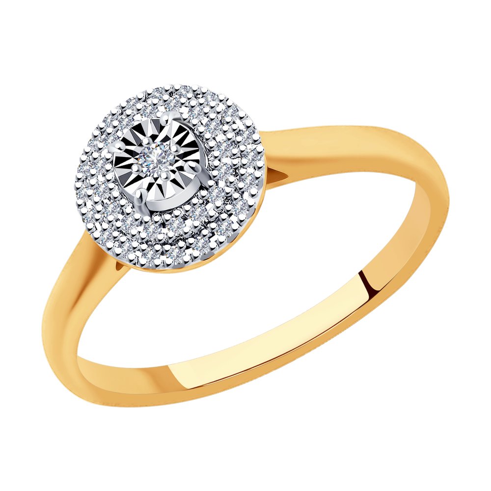 Inel din Aur Roz 14K cu Diamante, articol 1011955, previzualizare foto 1
