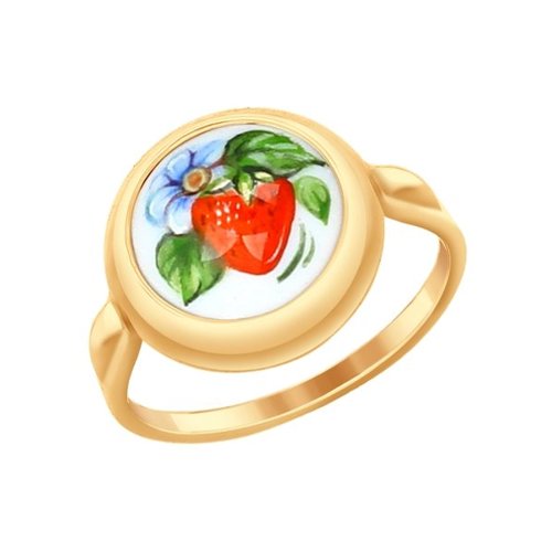 Inel din Aur Roz 14K cu Email “Flori”, articol 781015, previzualizare foto 1
