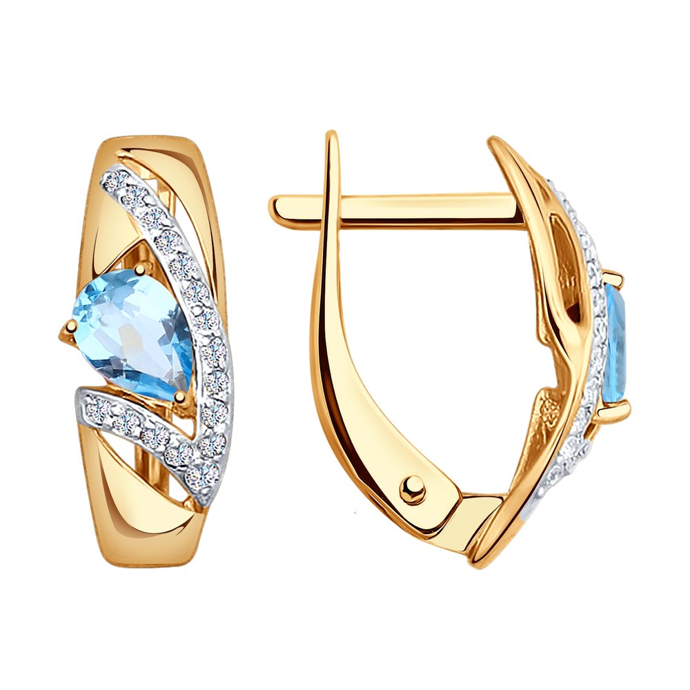 Cercei din Aur Roz 14K cu Topaz si Zirconiu, articol 724827, previzualizare foto 1