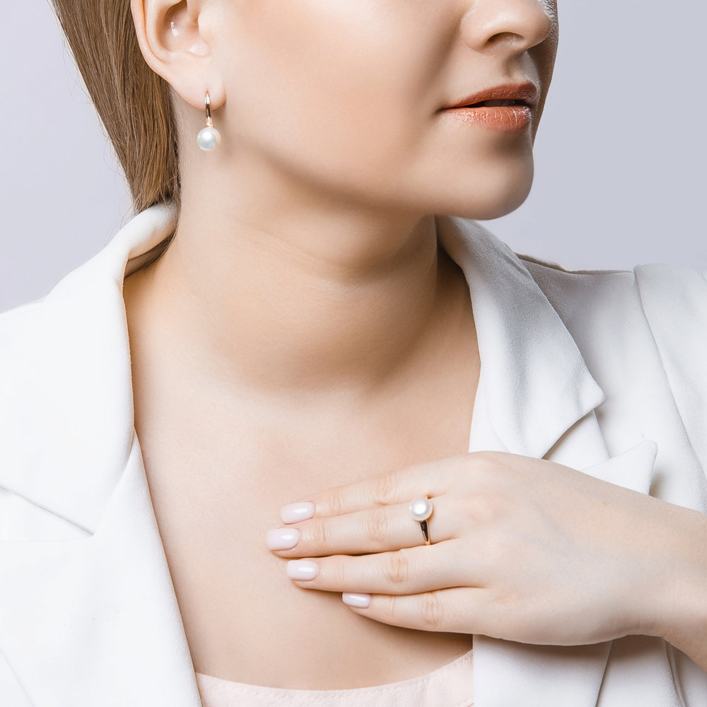 Inel din Aur Roz 14K cu Perla, articol 791010, previzualizare foto 5