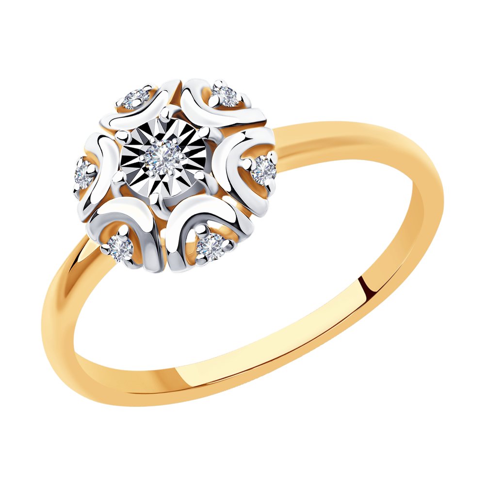 Inel din Aur Roz 14K cu Diamante, articol 1011950, previzualizare foto 1