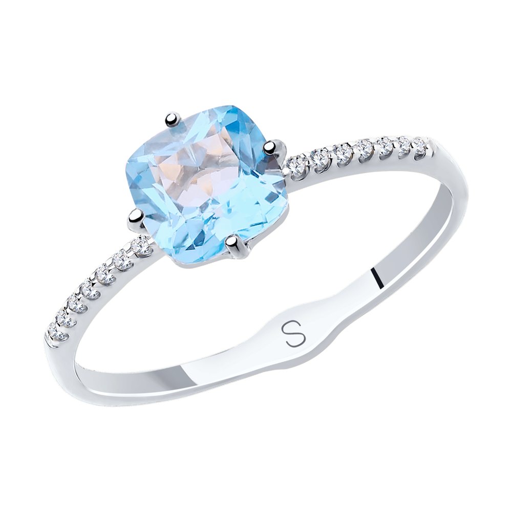 Inel din Aur Alb 14K cu Topaz si Zirconiu, articol 715524-3, previzualizare foto 1