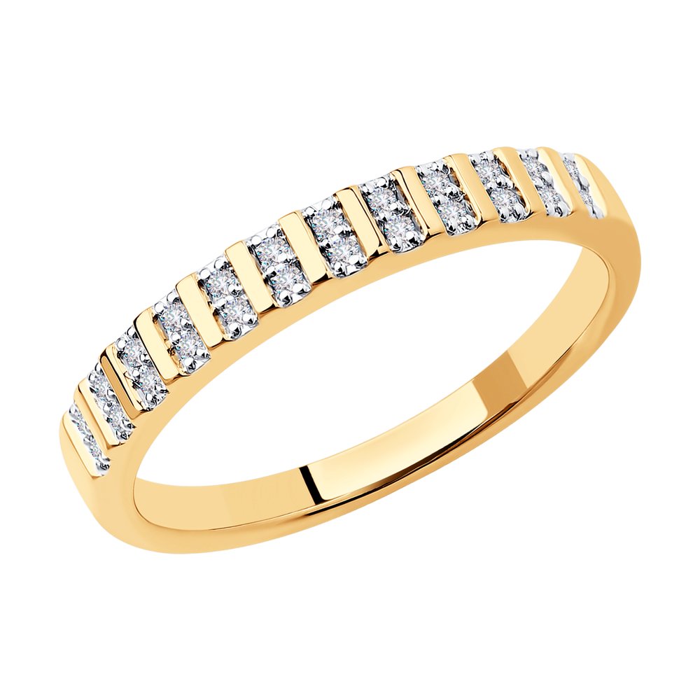 Inel din Aur Roz 14K cu Diamante, articol 1012169, previzualizare foto 1