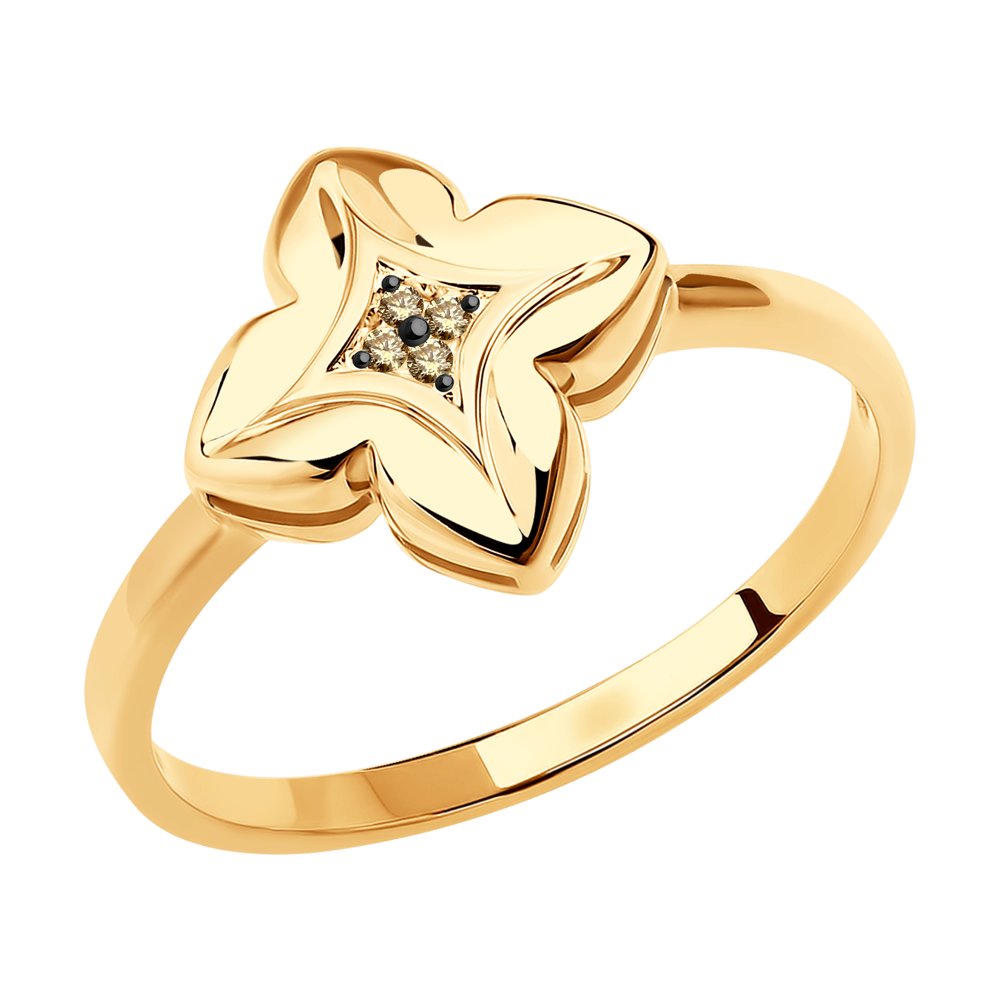 Inel din Aur Roz 14K cu Diamant, articol 1012111, previzualizare foto 1