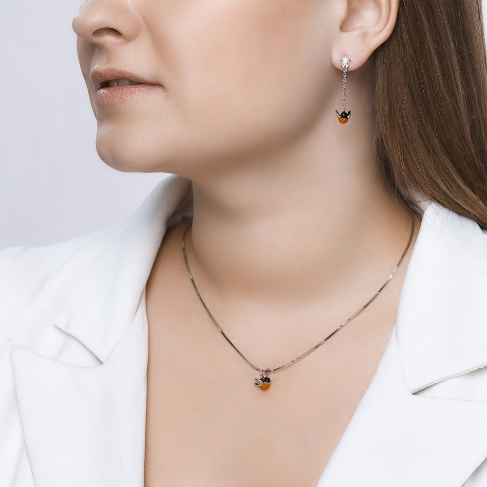 Cercei din Argint cu Email si Zirconiu, articol 94021854, previzualizare foto 6