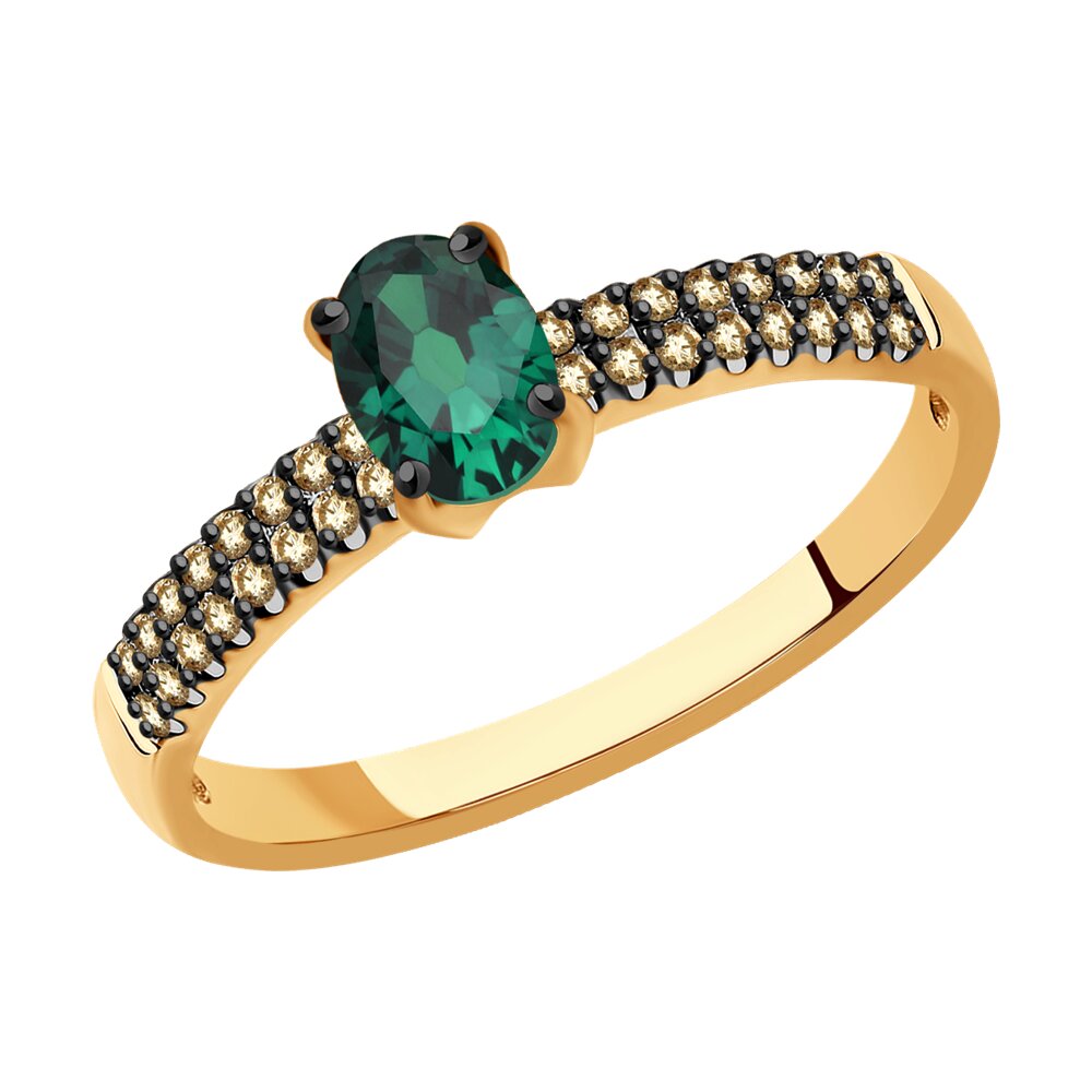 Inel din Aur Roz 14K cu Smarald si Diamante , articol 3010619, previzualizare foto 1