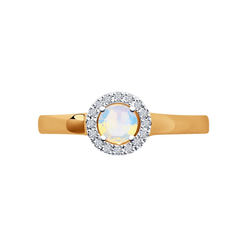 Inel din Aur Roz 14K cu Opal si Diamante, articol 6014164, previzualizare foto 2