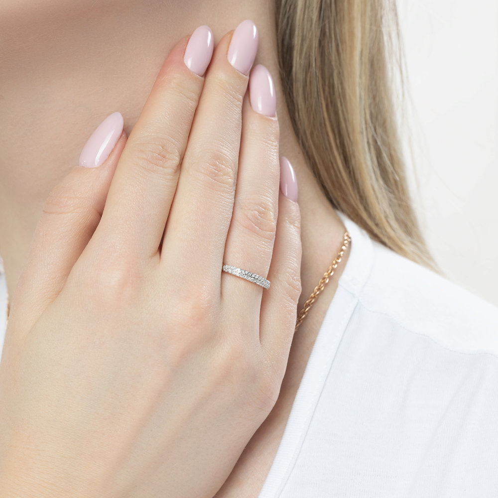 Inel din Aur Roz 14K cu Diamante, articol 1010359, previzualizare foto 4