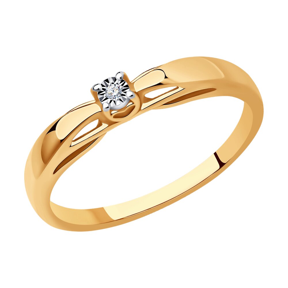 Inel din Aur Roz 14K cu Diamant, articol 1012273, previzualizare foto 1