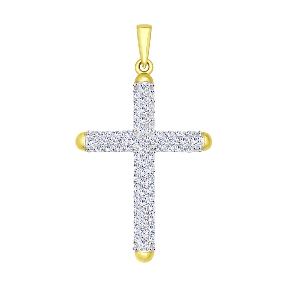 Pandantiv Cruce din Aur Galben 14K cu Zirconiu, articol 034931-2, previzualizare foto 1