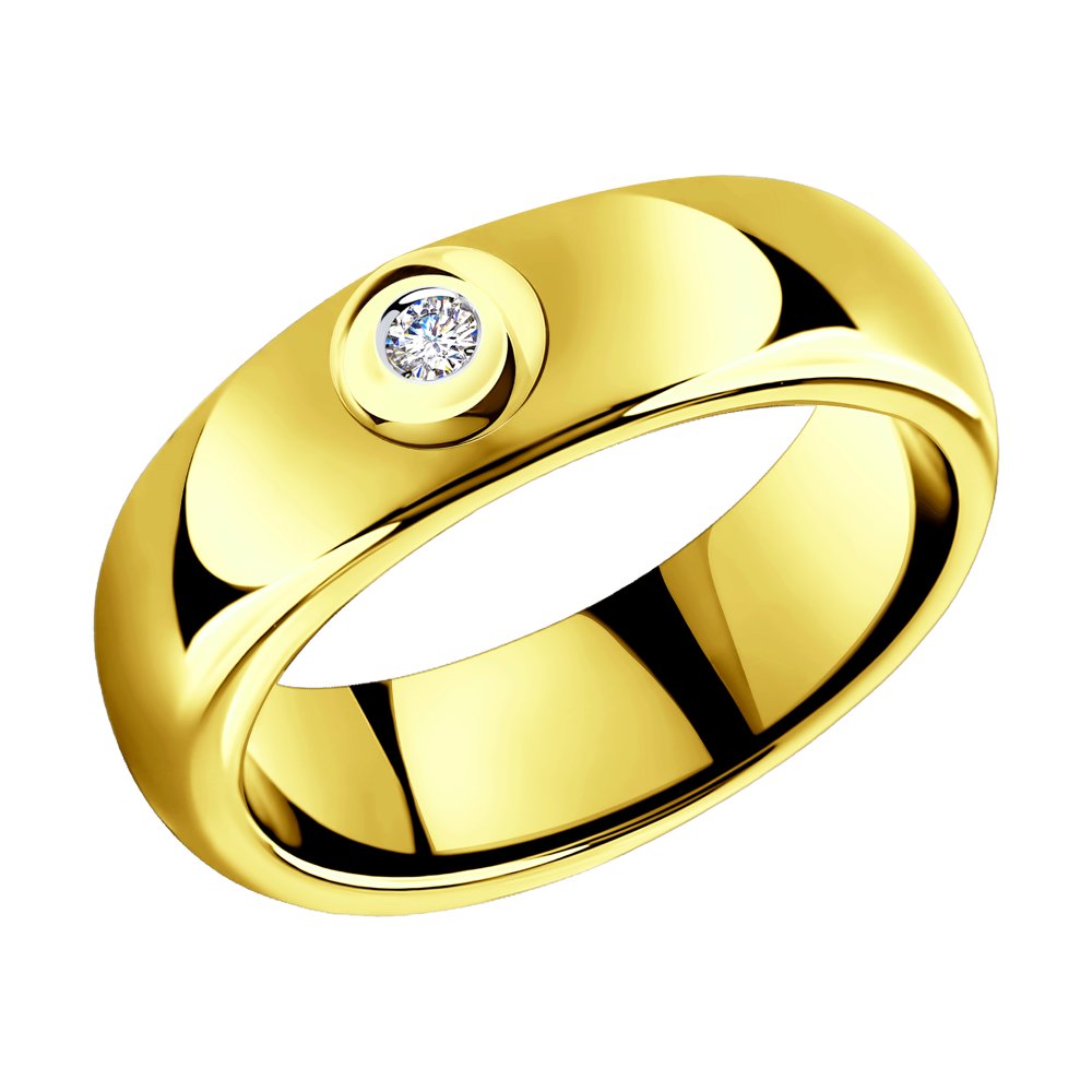 Inel din Ceramica Aurie cu Aur 14K si Diamant