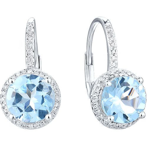 Cercei din Aur Alb 14K cu Diamante si Topaz, articol 72-90010-7, previzualizare foto 1