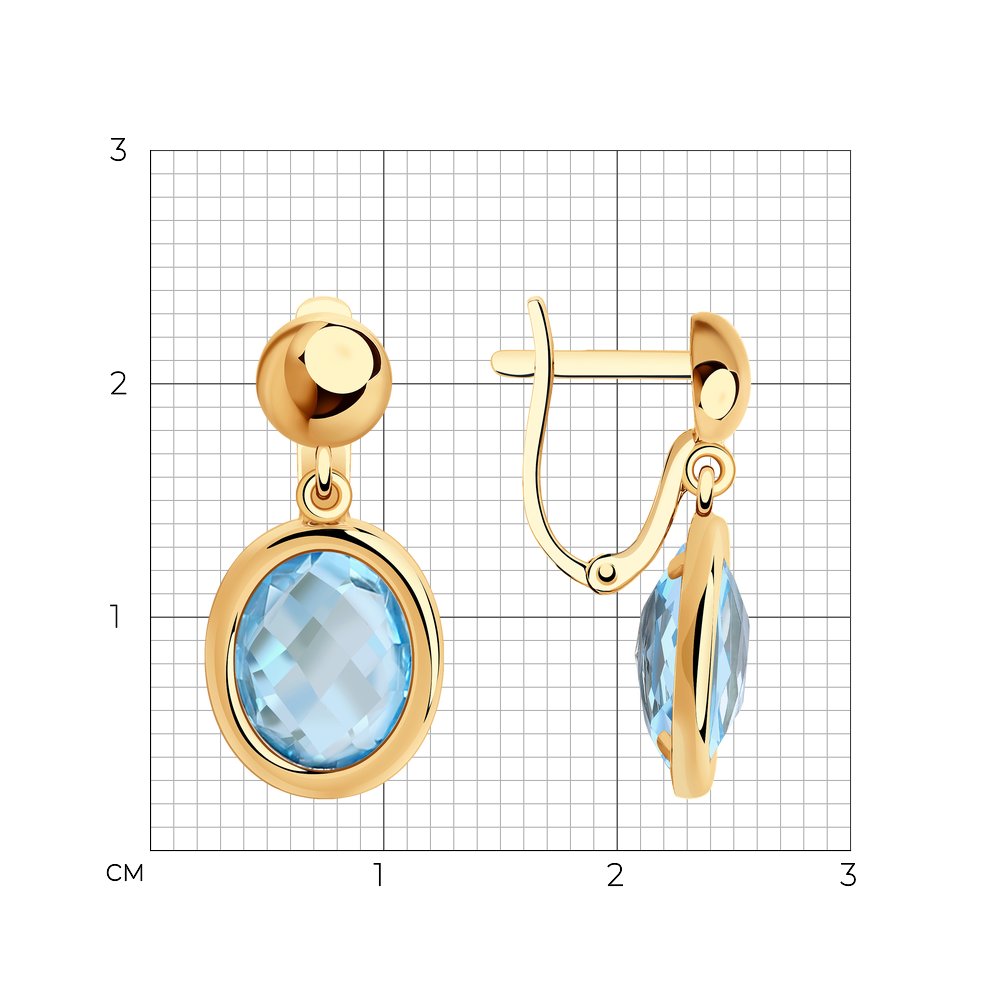 Cercei din Aur Roz 14k cu Topaz, articol 727365, previzualizare foto 3