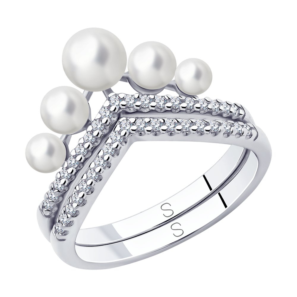 Inel din Argint cu Perle si Zirconiu, articol 94013100, previzualizare foto 1