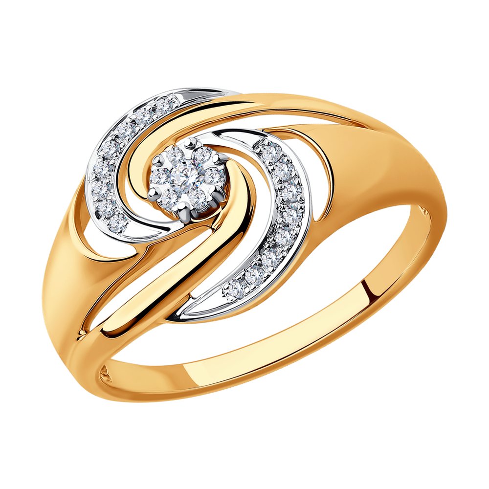 Inel din Aur Roz 14K cu Diamante, articol 1011476, previzualizare foto 1