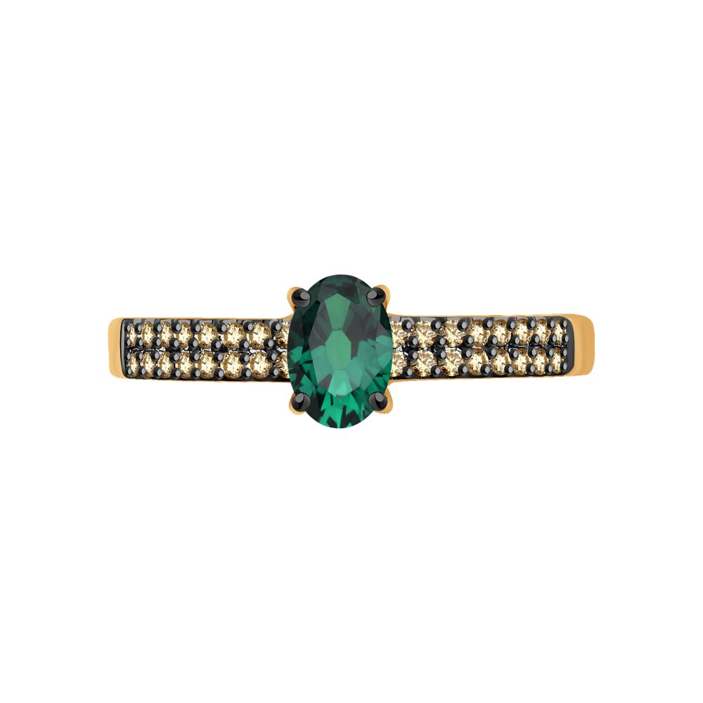 Inel din Aur Roz 14K cu Smarald si Diamante , articol 3010619, previzualizare foto 2