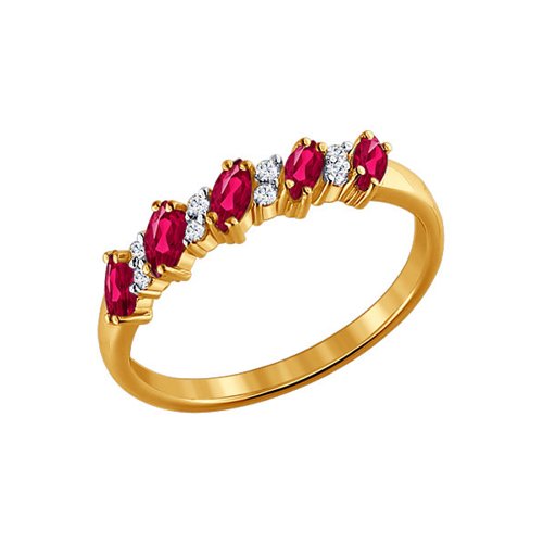 Inel din Aur Roz 14K cu Diamante si Rubin, articol 4010027, previzualizare foto 1
