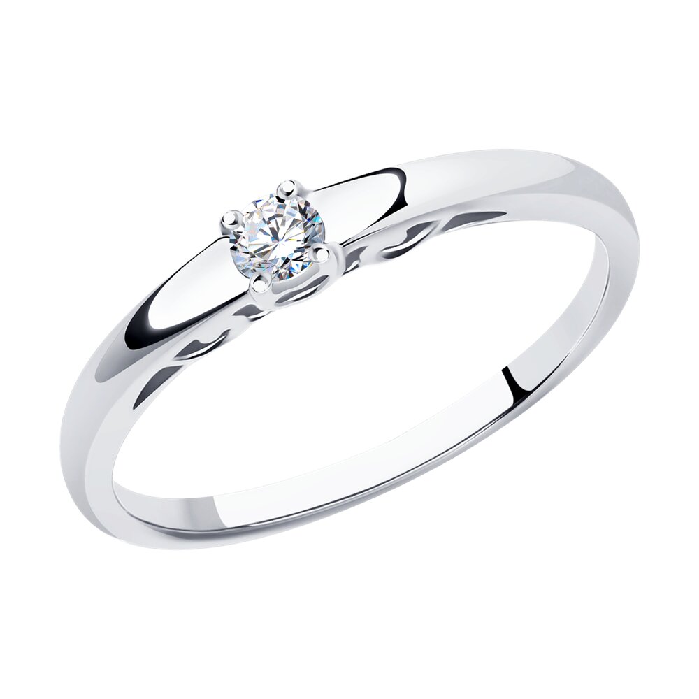 Inel din Aur Alb 14K cu Diamant, articol 1012260-3, previzualizare foto 1
